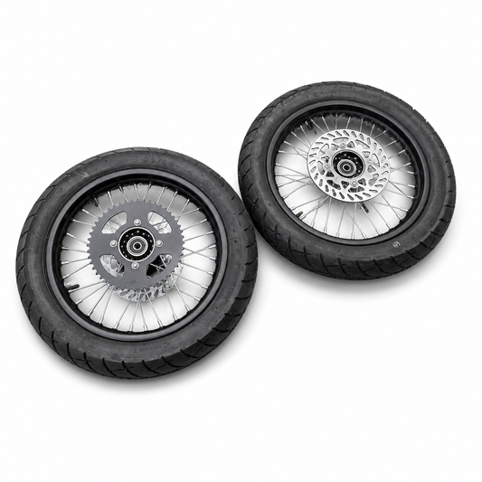 Chrome or Black 14" Supermoto Wheelsets