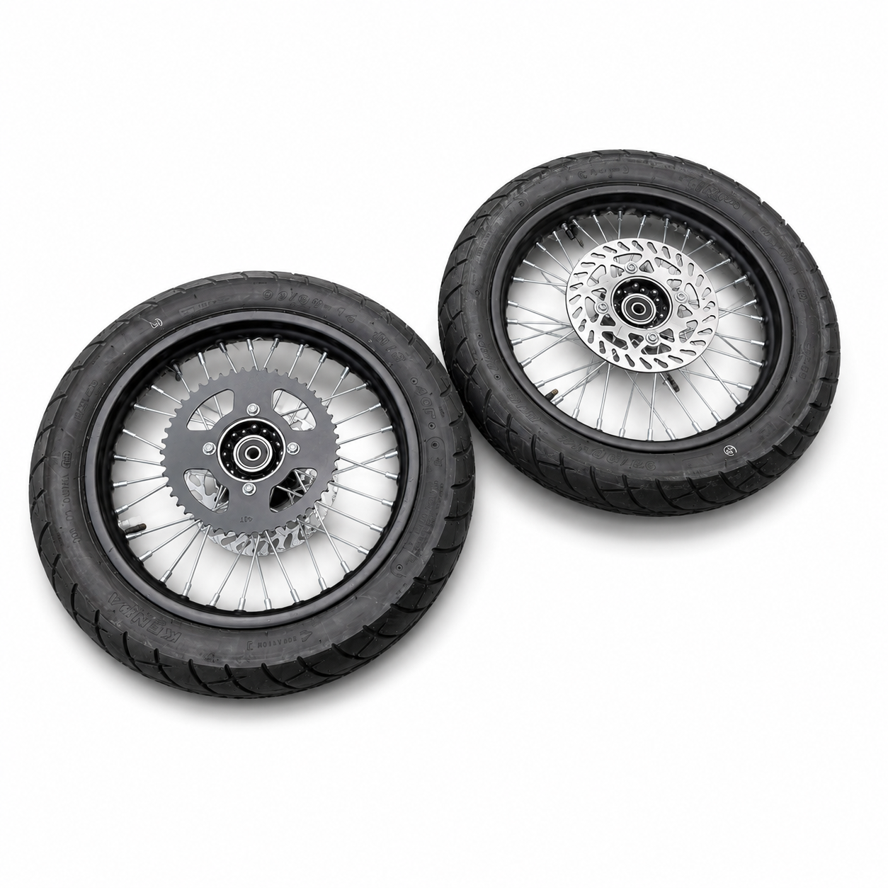 CHROME or BLACK 14" Supermoto Wheelsets