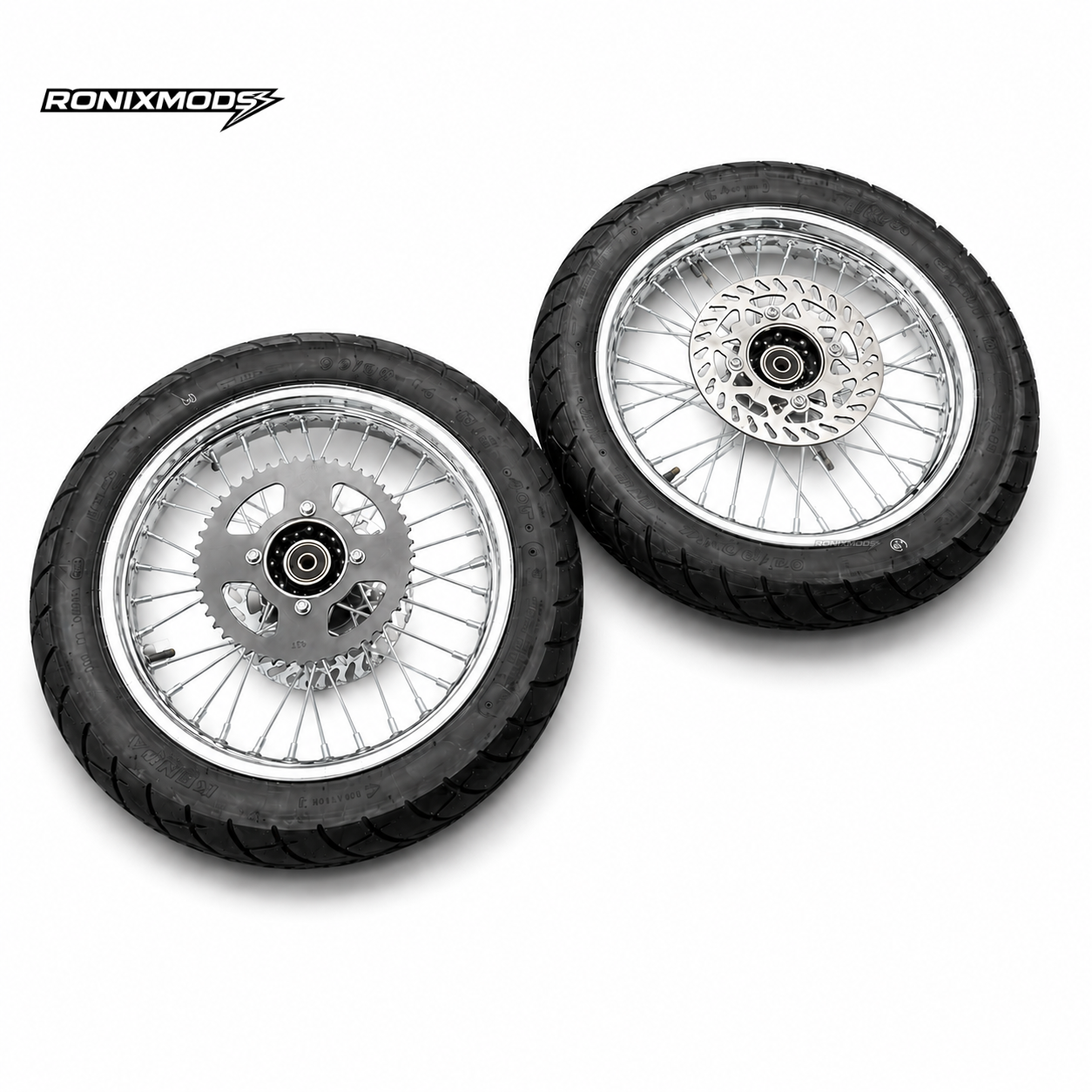 CHROME or BLACK 14" Supermoto Wheelsets