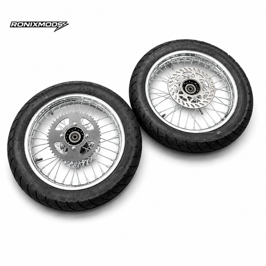 Chrome or Black 14" Supermoto Wheelsets